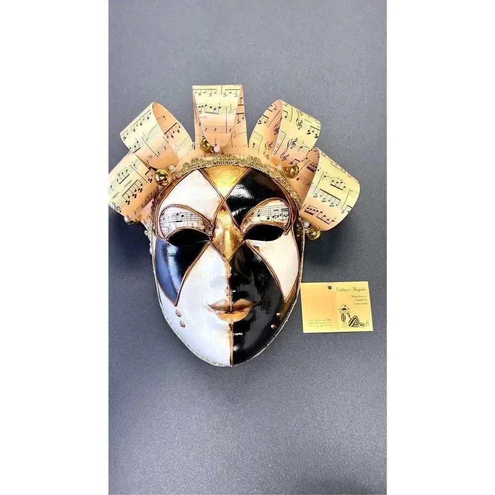 Venetian‎ Jester Mask Wall Art Decor Harlequin Crown Music Note Handmade